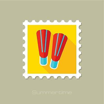 EPS 해외이미지 일러스트 사람없음 빨간색 노란색 오리발 우표 해외일러스트 컬러 파일형식 벡터 이미지허브