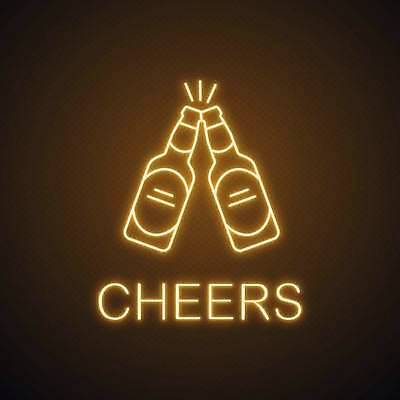 EPS 해외이미지 디자인 일러스트 맥주 사람없음 건배 네온 맥주병 빛망울 해외일러스트 술병 주류 빛 파일형식 벡터 이미지허브