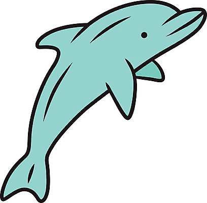 EPS 해외이미지 한마리 일러스트 사람없음 돌고래 민트색 해외일러스트 1 컬러 포유류 수중동물 파일형식 벡터 이미지허브