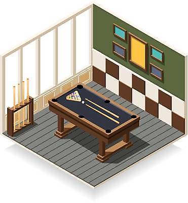 EPS 해외이미지 액자 일러스트 사람없음 일상 공간 당구공 당구대 당구채 당구장 아이소메트릭 해외일러스트 공 라이프 당구 당구용품 파일형식 벡터 이미지허브
