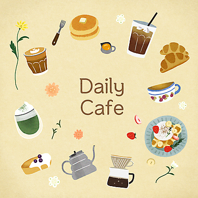 PSD 꽃 커피 포크 일러스트 딸기 디저트 사람없음 노란색 카페 커피잔 커피포트 크루아상 메뉴 시럽 아메리카노 카푸치노 팬케이크 드립커피 라떼 시럽컵 아이스아메리카노 피낭시에 크로플 쑥라떼 국내일러스트 식물 식기 음료 음식 빵 컬러 과일 주전자 잔 케이크 상점 아이스커피 파일형식