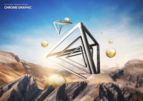 PSD 구름 편집이미지 하늘 산 사람없음 그래픽 파란색 갈색 금속 암석 원형 삼각형 입체도형 이미지편집 자연요소 도형 컬러 재질 돌_바위 입체 파일형식