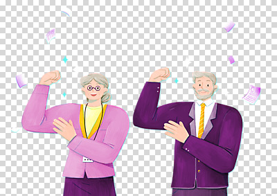 편집 편집이미지 여자 할아버지 노년 남자 할머니 누끼 정장 두명 손들기 파이팅 주먹 비즈니스맨 비즈니스우먼 문서 알통 이력서 실버취업 PNG 사원증 입사 힘찬 노인만 안경낌 편집소스 옷 안경 컨셉 비즈니스 모션 근육 사람 성인 구직 직장인 성인만 파일형식