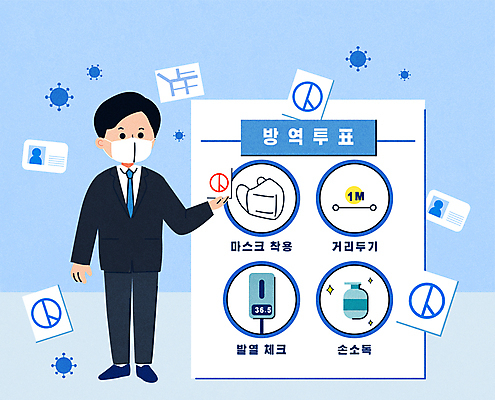 전신 남자 하늘색 일러스트 안내 마스크 한명 서기 정장 성인 체온계 투표 선거 사회이슈 마스크착용 신분증 체온측정 투표소 매뉴얼 성인남자한명만 기표문양 코로나바이러스 손소독제 비접촉체온계 사회적거리두기 손소독 델타변이바이러스 오미크론 국내일러스트 AI파일 1 문양 옷 캠페인 컨셉 모션 사람 파란색 바이러스 온도계 민주주의 측정 소독 소독제 증명서 남자한명만 성인남자만 파일형식 벡터