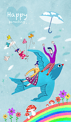 전신 PSD 구름 여자 남자 꽃 딸 행복 별 어린이 하늘색 무지개 여러마리 일러스트 우산 가족 조류 하늘 엄마 매달리기 소녀 성인 세명 손들기 버섯 육아 비행 아빠 승차 국내일러스트 자연요소 식물 동물 감정 다수 관계 모션 사람 파란색 파일형식