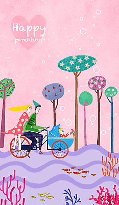 전신 PSD 나무 여자 남자 꽃 딸 행복 분홍색 여러마리 일러스트 엄마 어류 성인 세명 자전거 산책 운전 육아 아기 아빠 산호초 승차 바람개비 유모차 백허그 다문화가정 국내일러스트 식물 감정 컬러 다수 가족 모션 포옹 휴식 사람 바이크 수중동물 아기용품 수중식물 다문화 파일형식