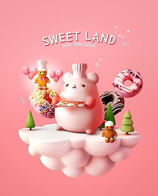 PSD 나무 구름 편집이미지 한마리 분홍색 섬 디저트 쟁반 3D캐릭터 요리사모자 들기 타이포그라피 사람없음 제과제빵 도넛 달콤 쥐캐릭터 풍선 제빵사 진저맨 이미지편집 자연요소 식물 직업 문자 캐릭터 모자_잡화 1 음식 컬러 동물캐릭터 모션 요리사 맛 쥐 진저쿠키 파일형식