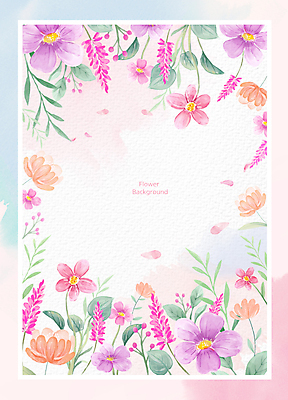 PSD 꽃잎 분홍색 백그라운드 잎 꽃백그라운드 일러스트 봄꽃 수채화 프레임 사람없음 들꽃 꽃봉오리 야생꽃 국내일러스트 식물 꽃 컬러 봄 파일형식