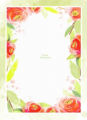 PSD 줄기 백그라운드 잎 꽃백그라운드 일러스트 봄꽃 수채화 프레임 국화 사람없음 빨간색 연두색 들꽃 야생꽃 프레임일러스트 국내일러스트 식물 꽃 컬러 초록색 봄 파일형식