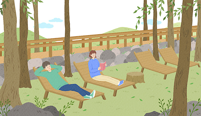 PSD 나무 여자 남자 여유 일러스트 휴식 들기 앉기 성인 두명 책 연두색 눕기 독서 갈색 기댐 잠 숲 선베드 나무밑둥 성인만 웰니스투어 국내일러스트 식물 감정 컬러 여행 컨셉 의자 모션 사람 초록색 신조어 파일형식