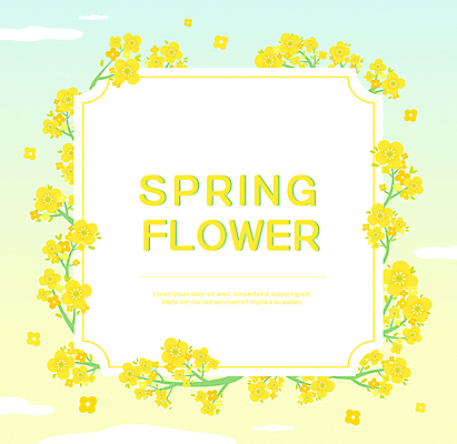 구름 하늘색 일러스트 봄꽃 사각프레임 사람없음 노란색 봄 유채 그라데이션 꽃프레임 프레임일러스트 카피스페이스 국내일러스트 AI파일 자연요소 계절 꽃 컬러 프레임 파란색 사각형 공백 파일형식 벡터