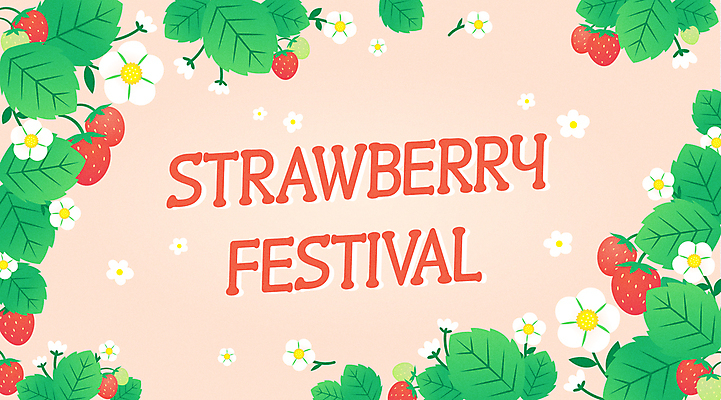 배너 가로배너 포스터 분홍색 일러스트 봄꽃 딸기 프레임 사람없음 초록색 봄 꽃프레임 딸기꽃 프레임일러스트 딸기축제 딸기잎 국내일러스트 AI파일 계절 꽃 컬러 잎 과일 가로 축제 파일형식 벡터