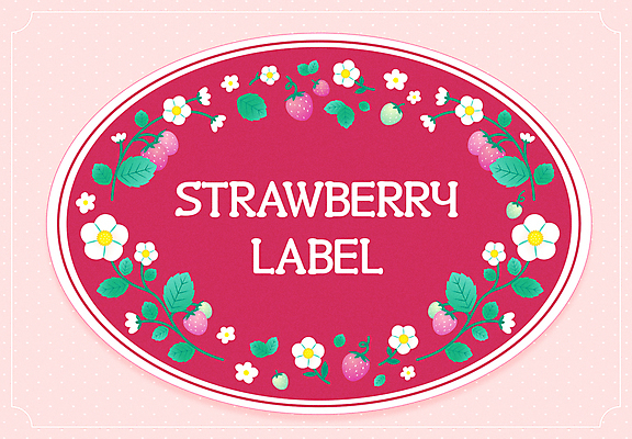분홍색 스티커 일러스트 봄꽃 딸기 사람없음 라벨 봄 원형프레임 꽃프레임 딸기꽃 잎줄기 프레임일러스트 딸기잎 국내일러스트 AI파일 계절 꽃 줄기 컬러 잎 과일 프레임 원형 파일형식 벡터