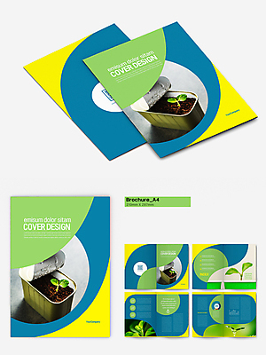 템플릿 리플렛 그래프 팜플렛 사람없음 연두색 파란색 노란색 새싹 흙 봄 캔 QR코드 인디자인 INDD 이미지템플릿 식물 계절 컬러 초록색 파일형식