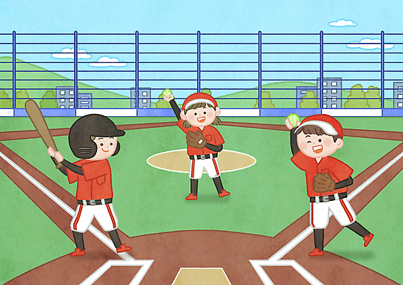 전신 PSD 구름 여자 남자 어린이 일러스트 하늘 서기 들기 소녀 소년 건물 세명 손들기 야구 야구방망이 타자 야구글러브 야구공 야구경기 투수 야구복 야구장 야구헬멧 어린이만 국내일러스트 자연요소 건축물 공 스포츠시설 모션 사람 운동복 구기 야구용품 글러브 야구선수 헬멧 파일형식