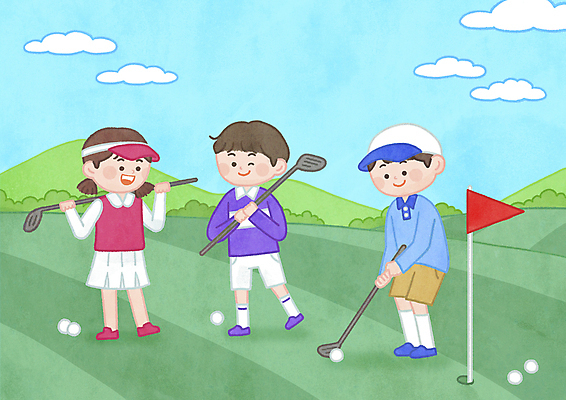 전신 PSD 구름 여자 남자 어린이 골프 일러스트 골프장 필드 하늘 골프공 서기 들기 소녀 소년 세명 골프채 구멍 골프웨어 퍼팅 썬캡 골프깃발 캡모자 어린이만 국내일러스트 자연요소 모자_잡화 옷 포즈 공 스포츠시설 모션 골프용품 사람 구기 깃발 파일형식