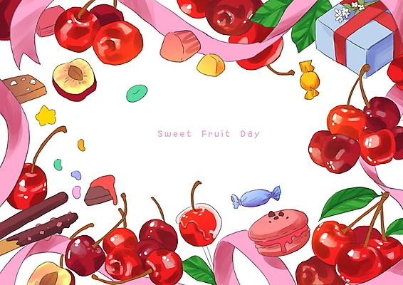 PSD 꽃 리본 잎 일러스트 단면 프레임 사람없음 빨간색 선물상자 초콜릿 체리 달콤 젤리 빼빼로 마카롱 알사탕 프레임일러스트 국내일러스트 식물 컬러 과일 디저트 사탕 선물 상자 맛 막대과자 파일형식