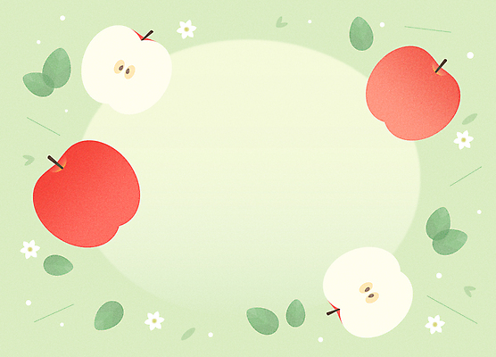 꽃 백그라운드 일러스트 단면 프레임 사람없음 연두색 사과 원형프레임 반쪽사과 카피스페이스 국내일러스트 AI파일 식물 과일 초록색 공백 원형 파일형식 벡터