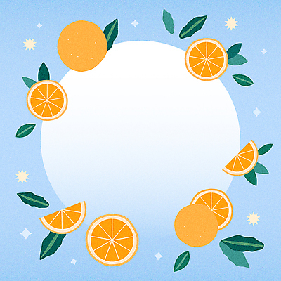하늘색 백그라운드 잎 일러스트 단면 귤 프레임 사람없음 슬라이스 원형프레임 카피스페이스 제철과일 국내일러스트 AI파일 식물 과일 파란색 공백 원형 제철 파일형식 벡터