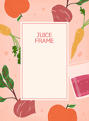 PSD 분홍색 백그라운드 일러스트 잔 사각프레임 프레임 사람없음 당근 사과 비트 카피스페이스 abc주스 국내일러스트 식기 컬러 채소 과일 뿌리채소 사각형 공백 파일형식 해독주스