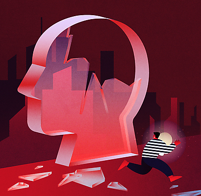 전신 남자 생각 일러스트 전구 유리 아이디어 한명 들기 성인 타이포그라피 빨간색 손상 도시 범죄 도둑 절도 탈출 얼굴모양 성인남자한명만 저작권 지식재산권 도용 국내일러스트 AI파일 모양 문자 1 얼굴 컬러 컨셉 모션 재질 사람 범죄인 남자한명만 성인남자만 파일형식 벡터 권리