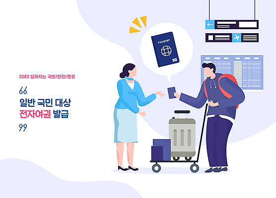 전신 여자 남자 말풍선 일러스트 들기 성인 두명 여행객 캐리어 여행가방 보라색 변화 공항 승무원 여권 보여주기 정부정책 얼굴없음 성인만 전자여권 공항카트 발급 국내일러스트 AI파일 직업 컬러 컨셉 가방 교통시설 모션 사람 카트 정책 파일형식 벡터