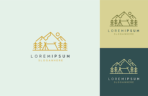 나무 일러스트 산 텐트 사람없음 초록색 태양 노란색 캠핑 캠핑장 심볼 라인아트 심플 국내일러스트 AI파일 자연요소 식물 선 컬러 레저 캠핑도구 파일형식 벡터