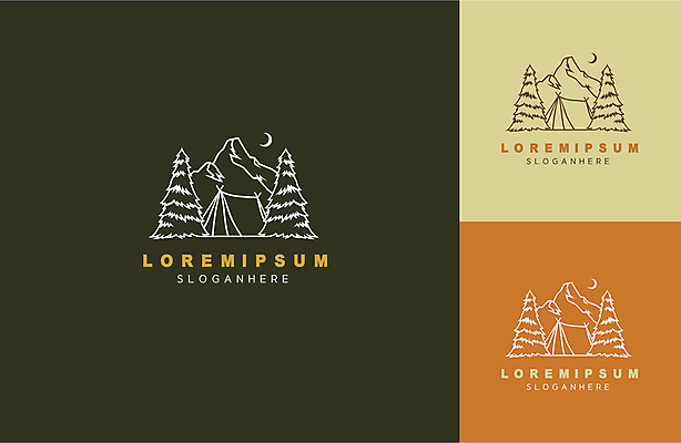 나무 일러스트 산 텐트 사람없음 노란색 검은색 주황색 캠핑 초승달 캠핑장 심볼 라인아트 심플 국내일러스트 AI파일 식물 선 컬러 레저 캠핑도구 달 파일형식 벡터