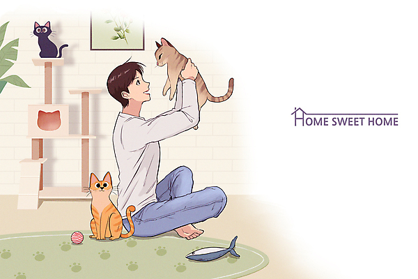 전신 PSD 남자 일러스트 공 집안 세마리 한명 앉기 성인 연두색 장난감 고양이 힐링 베이지색 캣타워 성인남자한명만 들어올리기 반려묘 국내일러스트 반려용품 1 컬러 포유류 모션 실내 3 사람 초록색 반려동물 오브젝트 남자한명만 성인남자만 파일형식