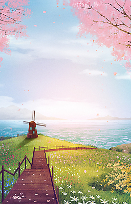 PSD 구름 꽃잎 꽃 바다 일러스트 하늘 초원 사람없음 관광지 햇빛 봄풍경 봄 풍차 벚꽃 개나리 데크 거제도 낙화 봄배경 국내일러스트 자연요소 식물 계절 섬 여행 백그라운드 풍경 태양 거제 파일형식