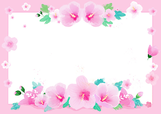 PSD 분홍색 일러스트 사각프레임 한국 사람없음 풀 무궁화 꽃프레임 프레임일러스트 국내일러스트 식물 꽃 아시아 컬러 프레임 사각형 파일형식