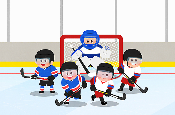 전신 PSD 여자 남자 어린이 스포츠 하늘색 일러스트 서기 들기 소녀 소년 여러명 아이스하키 하키채 아이스하키골대 아이스하키복 아이스하키선수 아이스하키장 어린이만 국내일러스트 다수 유니폼 모션 겨울스포츠 운동선수 사람 파란색 하키 하키용품 파일형식
