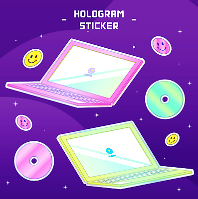 스티커 일러스트 밤하늘 미소 사람없음 연두색 노트북 반짝임 세트 우주 보라색 CD 팬시 파스텔톤 홀로그램 국내일러스트 AI파일 컬러 모션 하늘 표정 초록색 전자제품 야간 파일형식 벡터