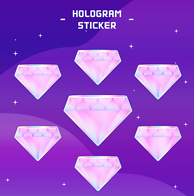 분홍색 스티커 일러스트 사람없음 반짝임 세트 보라색 크리스탈 보석 다이아몬드 팬시 홀로그램 국내일러스트 AI파일 컬러 모션 광석 파일형식 벡터