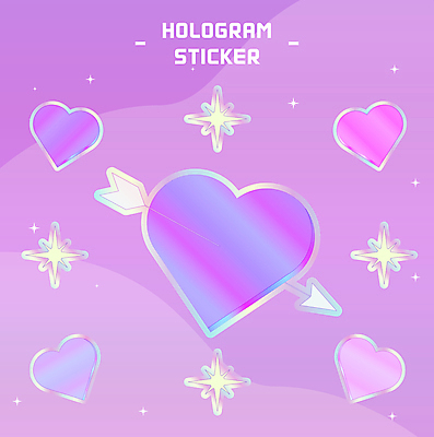 별 분홍색 스티커 일러스트 사랑 사람없음 반짝임 세트 하트 팬시 사랑의화살 홀로그램 국내일러스트 AI파일 자연요소 모양 감정 컬러 모션 화살 파일형식 벡터