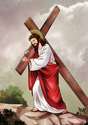 전신 PSD 구름 남자 기독교 십자가 일러스트 하늘 한명 들기 성인 걷기 바위 잡기 풀 예수 성경이야기 성인남자한명만 국내일러스트 자연요소 식물 1 종교 모션 이야기 사람 돌_바위 신_종교 남자한명만 성인남자만 파일형식