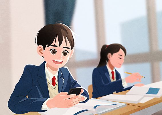 PSD 여학생 여자 남자 교복 남학생 일러스트 청소년 웃음 들기 상반신 두명 스마트폰 연필 기쁨 책상 확인 입시 합격 교과서 수험생 문제집 대입 십대만 소식_알림 국내일러스트 학생 옷 감정 가구 컨셉 모션 고등학생 학용품 교재 표정 사람 책 핸드폰 스마트기기 학습 필기구 파일형식