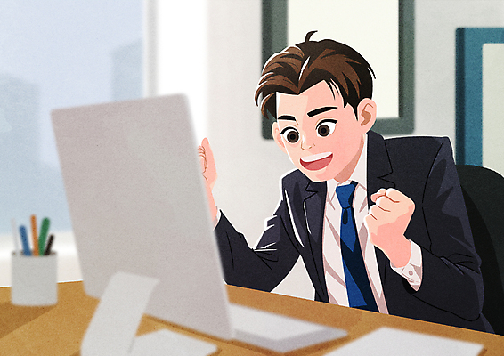 PSD 응시 남자 액자 일러스트 회사 비즈니스 성공 한명 웃음 정장 상반신 성인 컴퓨터 사무실 모니터 주먹 기쁨 비즈니스맨 창가 책상 확인 계약체결 주가상승 성인남자한명만 소식_알림 국내일러스트 1 시선 옷 감정 가구 컨셉 창문 모션 표정 사람 전자제품 직장인 주식 계약 상승 남자한명만 성인남자만 파일형식