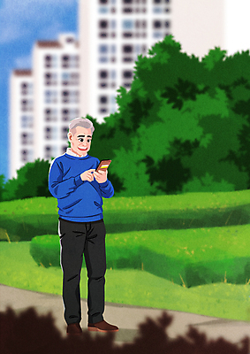 전신 PSD 응시 남자 길 중년 일러스트 아파트 한명 서기 웃음 들기 스마트폰 기쁨 풀 확인 당첨 대출 승인 아파트단지 중년남자한명만 주택청약 소식_알림 국내일러스트 식물 1 시선 감정 컨셉 모션 주택 표정 사람 성인 금융 경제 핸드폰 스마트기기 남자한명만 중년남자만 파일형식 청약