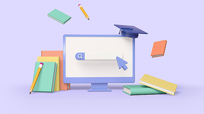 PSD 편집 편집이미지 교육 학사모 사람없음 책 연필 3D 모니터 보라색 디지털합성 커서 검색창 온라인강의 편집소스 스마트러닝 편집3D 모자_잡화 컬러 졸업 학용품 컴퓨터 필기구 강의 파일형식 언택트