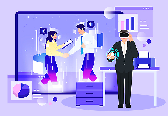 전신 여자 남자 말풍선 일러스트 회사 그래프 협력 악수 협상 들기 상반신 성인 세명 보라색 터치 최고 업무 비즈니스맨 비즈니스우먼 인쇄기 책상 계약 서랍장 문서 디지털산업 가상공간 계약체결 가상현실 성인만 VR기기 메타버스 국내일러스트 AI파일 산업 컬러 가구 비즈니스 모션 사람 손짓 전자제품 디지털 기계 작업 직장인 파일형식 벡터