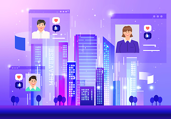 나무 여자 남자 말풍선 일러스트 빌딩 상반신 성인 건물 세명 스크린 보라색 하트 도시 최고 디지털산업 가상공간 가상현실 성인만 안경낌 메타버스 국내일러스트 AI파일 모양 식물 건축물 산업 안경 컬러 사람 디지털 파일형식 벡터