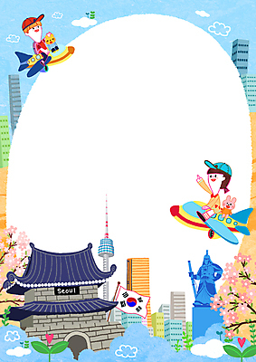 PSD 구름 여자 남자 어린이 하늘색 두마리 일러스트 비행기 프레임 서울 꽃나무 소녀 빌딩 소년 두명 동상 가리킴 토끼 강아지 승차 태극기 63빌딩 남산타워 국내여행 이순신 프레임일러스트 흥인지문 어린이만 국내일러스트 자연요소 나무 꽃 여행 2 포유류 항공교통 모션 대중교통 한국 사람 손짓 건물 파란색 반려동물 조형물 개 국기 남산 기념물 랜드마크 파일형식