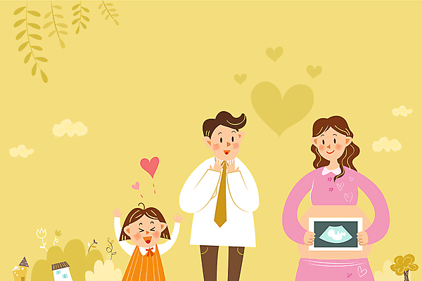 나무 구름 여자 남자 딸 어린이 일러스트 가족 엄마 주택 들기 소녀 상반신 성인 세명 노란색 임산부 임신 기쁨 만세 하트 아빠 초음파사진 국내일러스트 AI파일 자연요소 모양 식물 감정 컬러 관계 모션 사람 건물 파일형식 벡터