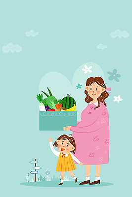 전신 구름 여자 꽃 어린이 하늘색 채소 과일 일러스트 모녀 수박 서기 들기 소녀 성인 두명 농작물 상자 손들기 임산부 임신 하트 방향표지판 지원 여자만 국내일러스트 AI파일 자연요소 모양 식물 딸 농업 가족 모션 엄마 사람 파란색 표지판 파일형식 벡터