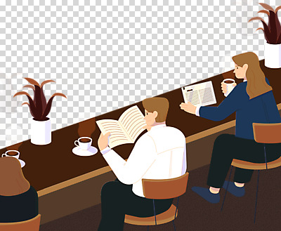 전신 편집 편집이미지 여자 남자 화분 커피 의자 탁자 누끼 앉기 상반신 성인 책 세명 독서 갈색 카페 커피잔 감성 PNG 성인만 편집소스 음료 컬러 가구 컨셉 모션 잔 사람 상점 파일형식