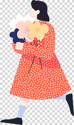 전신 편집 편집이미지 원피스 여자 꽃 어린이 꽃다발 한명 들기 누끼 소녀 걷기 산책 PNG 소녀한명만 편집소스 식물 1 옷 모션 휴식 사람 여자한명만 소녀만 파일형식