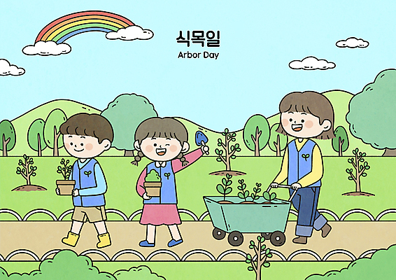 전신 PSD 나무 식물 구름 공원 여자 남자 화분 길 어린이 무지개 일러스트 들기 소녀 소년 성인 세명 연두색 새싹 걷기 환경 수레 봉사 풀 모종삽 식목일 나무심기 묘목 수레끌기 자원봉사조끼 국내일러스트 자연요소 공공시설 기념일 모션 사람 초록색 카트 조끼 도움 당기기 삽 심기 파일형식