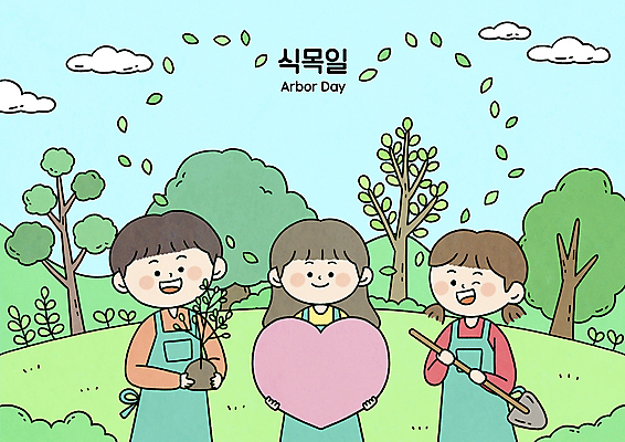 PSD 나무 식물 공원 여자 남자 어린이 잎 일러스트 나뭇잎 사랑 들기 소녀 소년 상반신 세명 연두색 앞치마 하트 봉사 풀 삽 식목일 묘목 어린이만 국내일러스트 모양 공공시설 기념일 감정 모션 사람 초록색 도움 파일형식