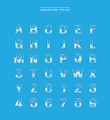 알파벳 영어 선 일러스트 대문자 타이포그라피 사람없음 물 파란색 세트 숫자 조합형타이포 채우기 국내일러스트 AI파일 자연요소 문자 컬러 모션 파일형식 벡터